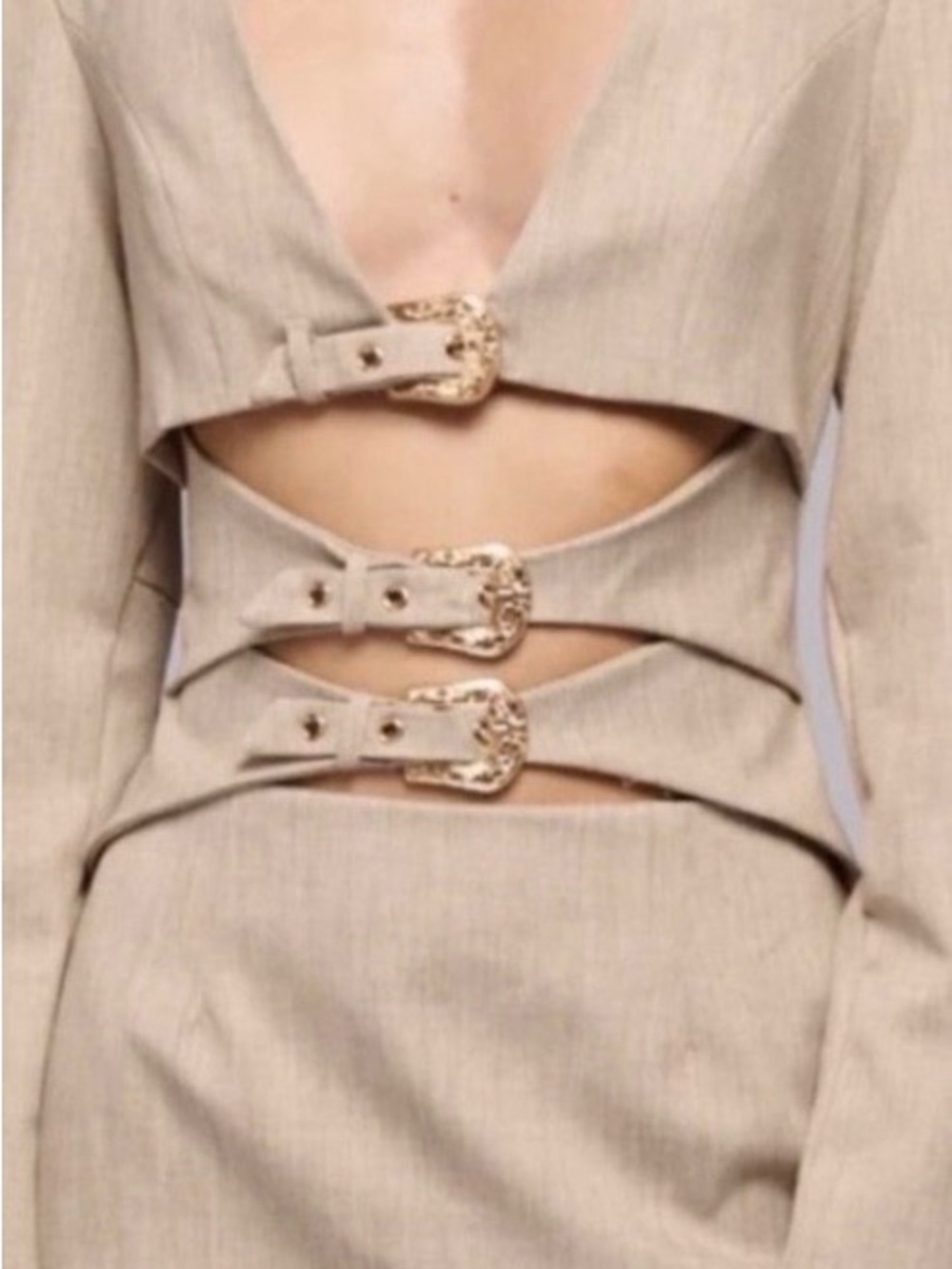 Beige Buckle Waist Corset Belt - Women's Dress